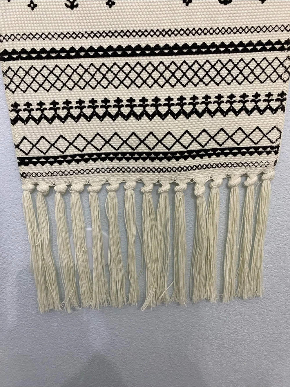 Boho Black & Cream Woven Wall Hanging Tapestry